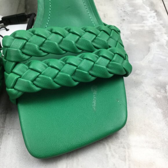 New Zara Kelly Green Woven Sandals 38 - Picture 9 of 10